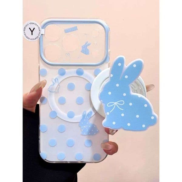 ins-style Korean minimalist polka dot bunny IMD double-layer phone case suitable for iPhone 17, 16, 15