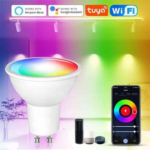 Tuya WiFi Bulb GU10 Spotlight 220V 110V RGBCW LED Lamp 5W 7W 9W Alexa Google Assistant Voice Control Smart Life APP