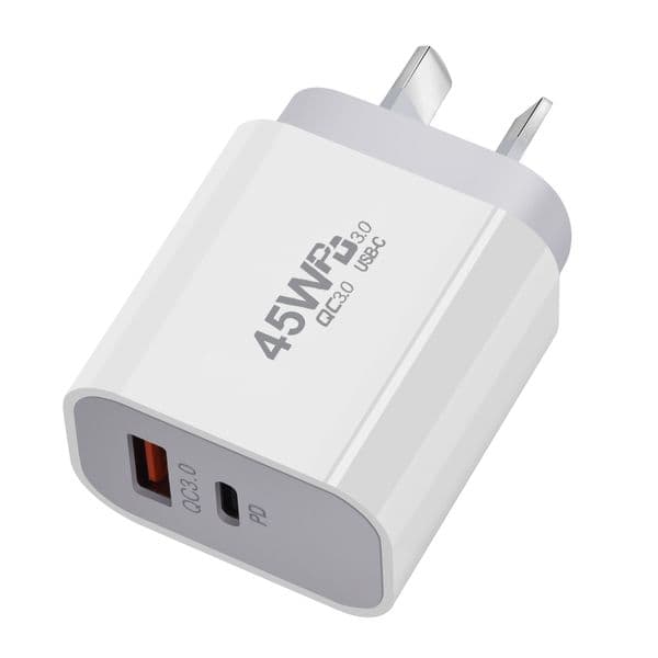 Fast Quick Charging QC3.0 PD 45W A+C Wall Charger Eu US UK AU Adapters For Iphone 15 16 pro Max Samsung Huawei PC