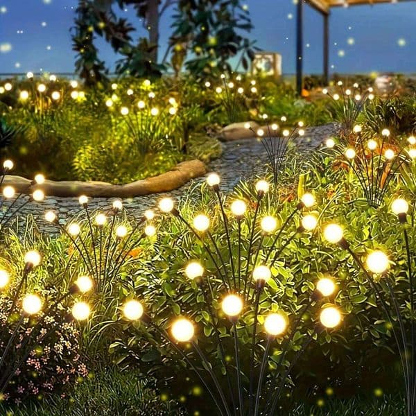 4pcs 32LED Solar Outdoor Lawn Firefly Wind Blowing Rocking Terrace Garden Christmas Decorative Lights