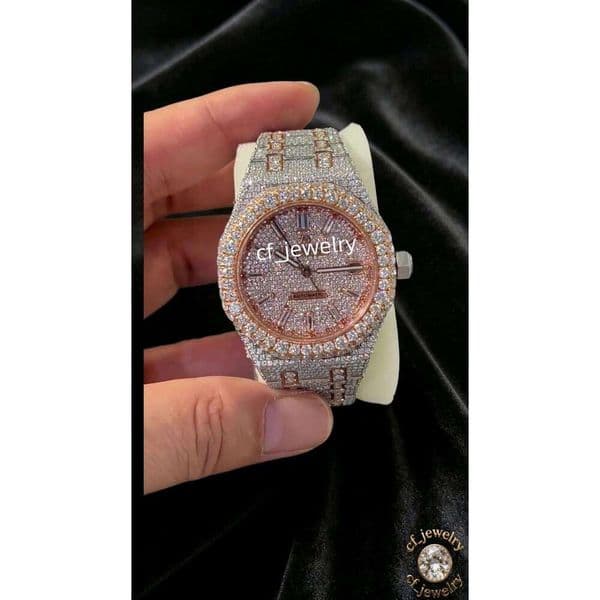 High-Quality VVS1 Moissanite Iced Out Watch for Men & Women, Automatic Self-Winding Movement, Noctilucent Luxury Designer Watch, Wholesale Price