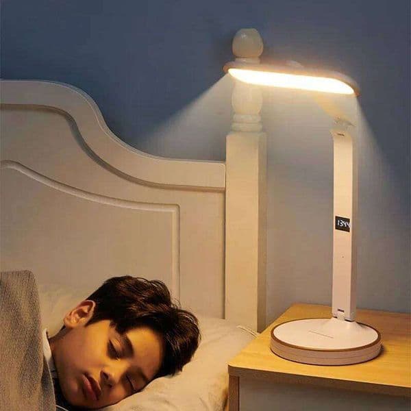 Clock Desk USB Chargeable Dimmable Table Lamp Plug-in Light Foldable Eye Protection Reading Decorate LED Night Lights