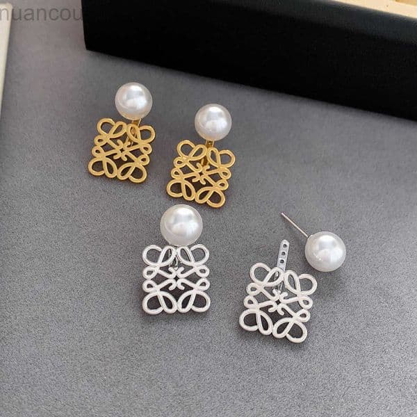 Square Pearl Luxury Stud Earrings For Women Girls Exquisite Geometric Earrings Designer Jewelry Accessories Fashion Wedding Gift