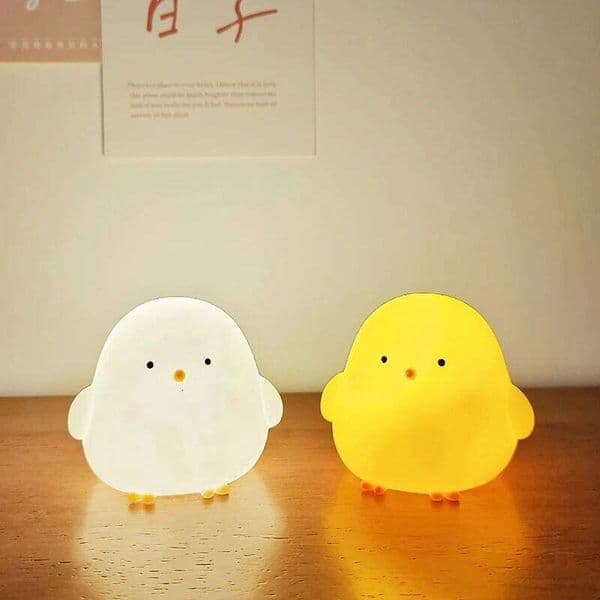 Silicone LED Bedside Light ABS Small Chicken Cute Desk Children's Room Bedrooms With button battery Deco Night Lamps