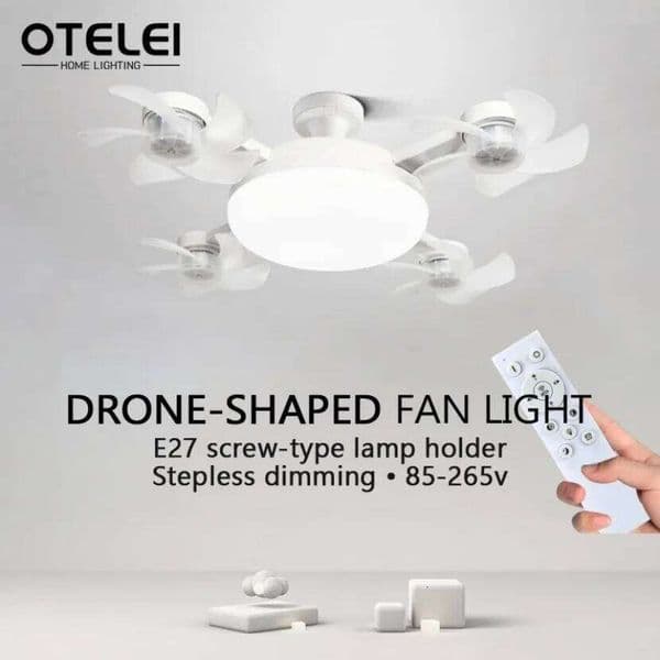 E27 Ceiling Light Creative Drone Shaped LED Fan Lights Remote Control Dimming Silent Living Room Bedroom Home Electric Fans