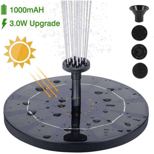 Solar Powered Fountain Pump Floating Panel 4 Nozzles for Garden Pond Bird Bath Outdoor Decor Automatic Water Feature