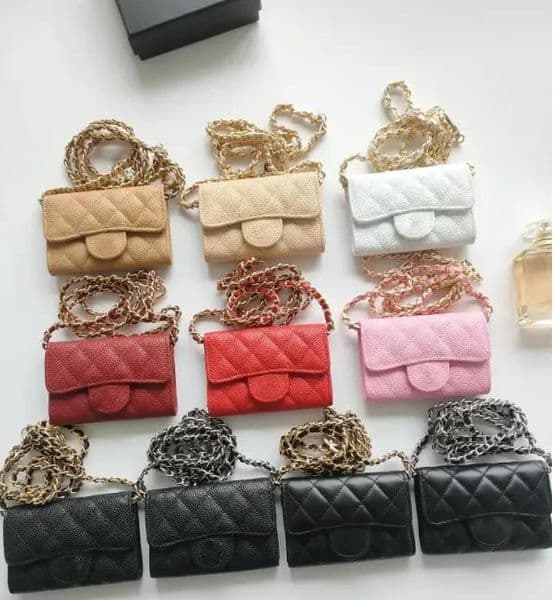 10A Top Designer Wallet Chain Shoulder Bag Mini Purse Double C Metal Letter Money Bag Designer Wallet for Women Classic Gold Buckle Clamshell Rhombus Card Bag