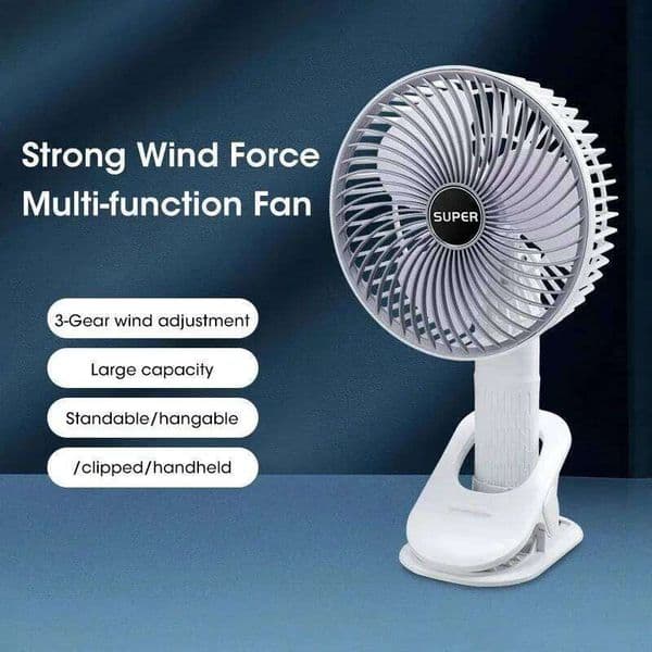 Portable Multifunctional Table With Clip Handheld Rechargeable Mini Wall-Mounted Fan 3 Speed Adjustment