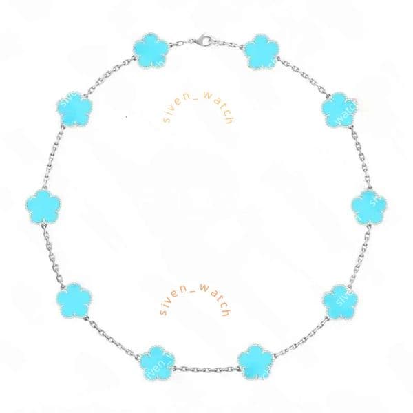 Exquisite Four Leaf Clover Hot Stamping Necklace Luxury Jewelry vanly cleeefs necklace Classic Lucky 10 Flower Necklace Mother's Day Engagement Jewelry 66d