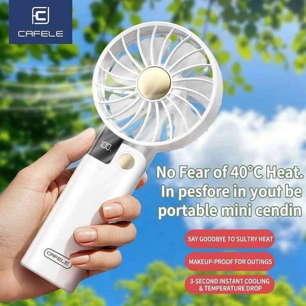 ROSOZ Portable Mini Handheld 5 Speeds USB Rechargeable Pocket Fan with LED Power Display & 24H Battery Life for Travel Offic