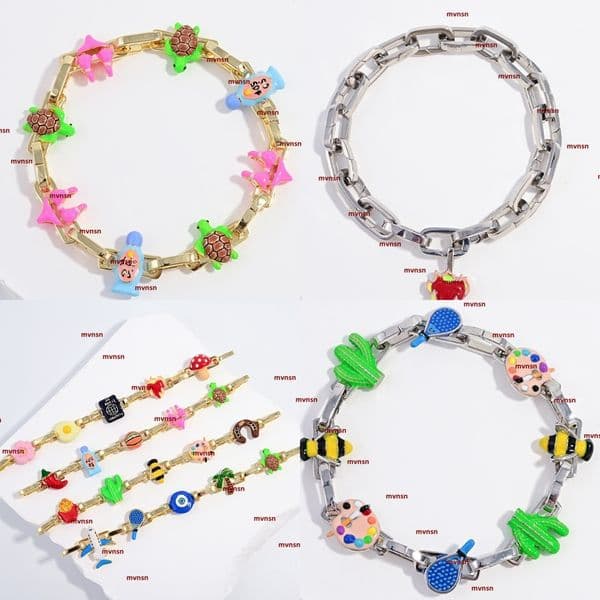 Poubel Charm Bracelets Cute Cartoon Splicing Spring Buckle Bracelet DIY designer Bracelet Necklace Accessories Wholesale luxury jewelry gift