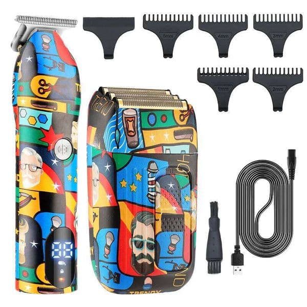 New Professional Barber Graffiti Clipper Electric Shaver Rechargeable Cordless Hair Cutting Machine Beard Trimmer