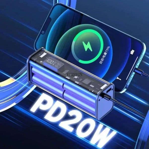 22.5W DIY Charger Case Transparent PD Power Bank Storage For 8PCS 18650 Polymer 20000mAh Battery Fast Charging Box