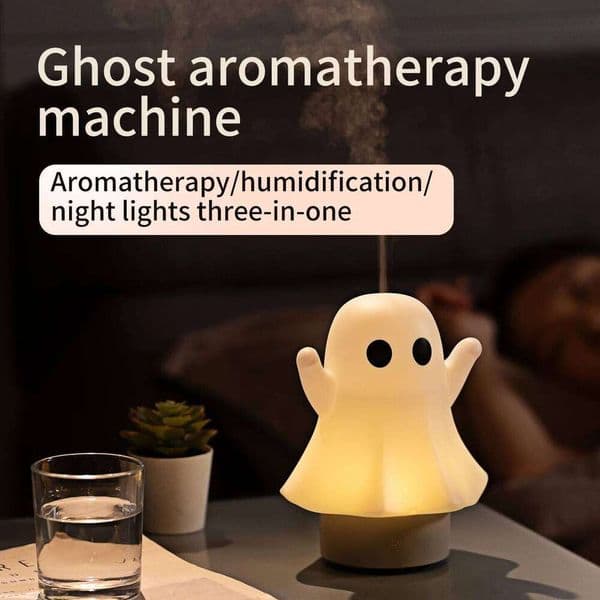 Cute Ghost Aromatherapy with 7 Colors Light Aroma Air Diffuser Humidifier Halloween Gift Home Office Decor