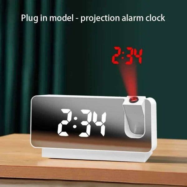 Projection Alarm Desk Clock with Large Color LED Display Rotatable Ceiling/Wall Projector for Bedroom Office Bathroom