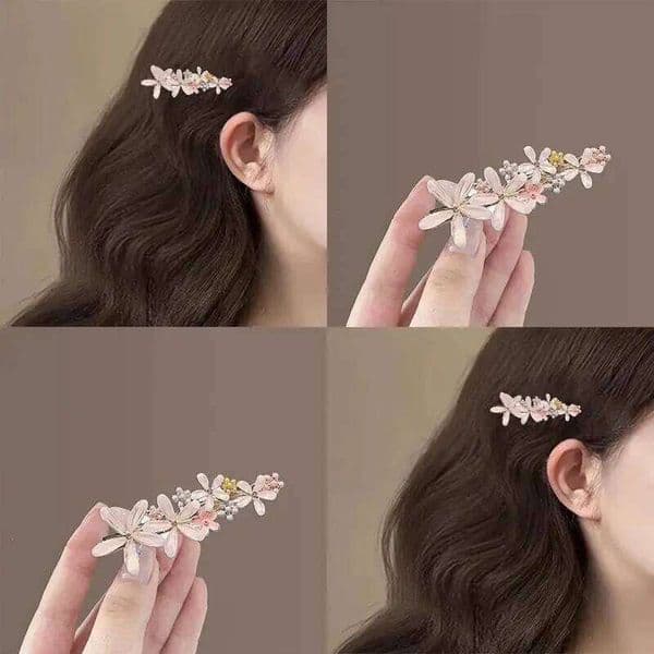Glass Flower Sweet Side Duckbill Clip for Women 2025 New Style Bangs and Hair Clips