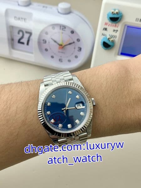 VS MAKE Watchs Mens 126334 Silver & White Gold Jubilee Bracelet 40mm With Blue Diamond Dial Dandong CAL.3235 Movement Mechanical Sapphire Men Wristwatch Box Papers