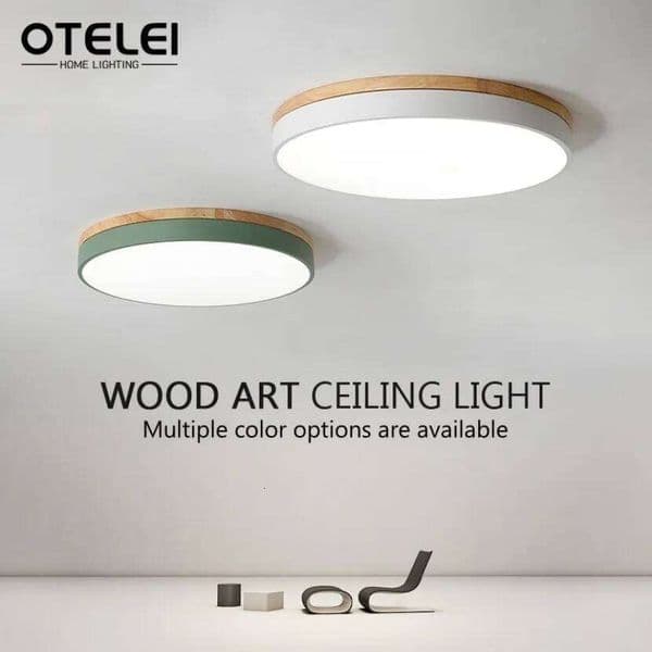 Nordic Round Macaron Wood Light Balcony Living Bedroom Children's Led Lights for Room Home Decor Ceiling Lamp