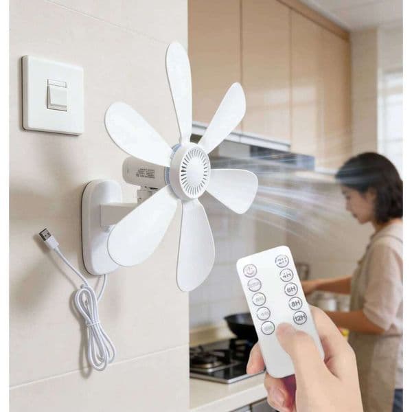 16.5-Inch Wall Mount Remote and Timer Small 5V USB Fan with Powerful 4 Speeds Quiet Corner Fans for Bedroom Kitchens