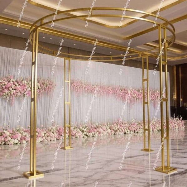 can not Adjustable New Metal Mandap Chuppah for Event Decoration Simple Gold White Wedding Decors Detachable Feature