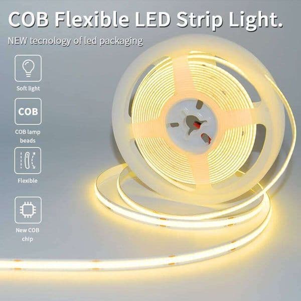 COB Light DC 12V 24V High Density Flexible Diode Strip 3000K 4500K 6500K 1-10 meters Bedroom Kitchen DIY Decorative Lights