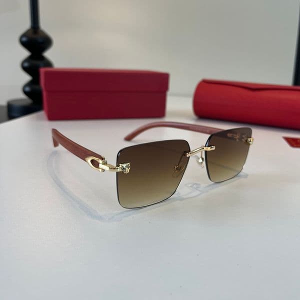 Women's Designer Diamond-Cut Lenses Sunglasses with Metal Frame - Buffalo Horn Material