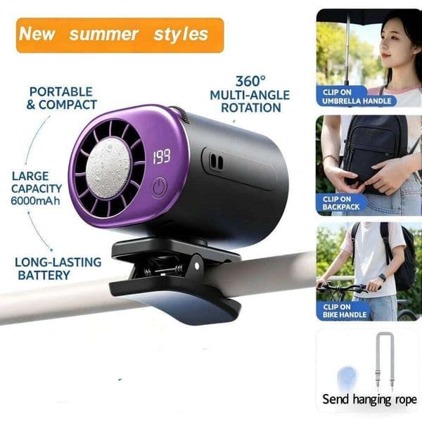 Mini Portable Clip, Clip-on Cooling Fan with Adjustable Wind and Rechargeable for Office, Camping, Travel, Sports