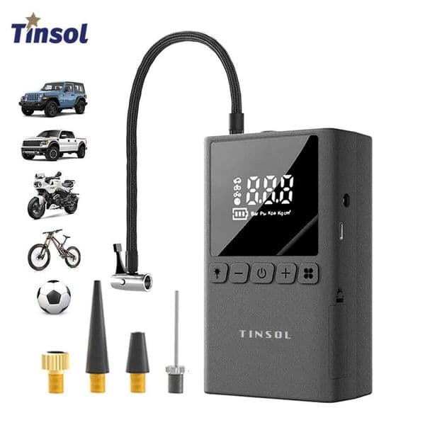 TINSOL portable wireless car air with LED lighting multifunctional pump suitable for cars, motorcycles, bicycles, and balls