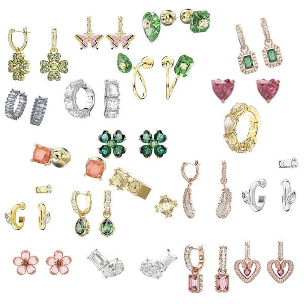 New Green Crystal Clover Accessory Pink Diamond Set Personalized Butterfly Earrings Summer Party Romantic Gift