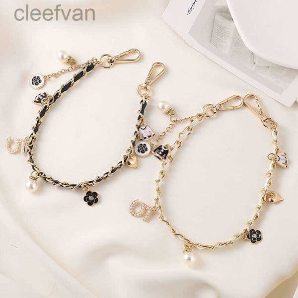 Bag Charm Keychain Chain with Pendant Leather Pearl Five-Petal Flower Handbag Wrist Strap for Bag u0026 Phone Case Decoration Free Shipping