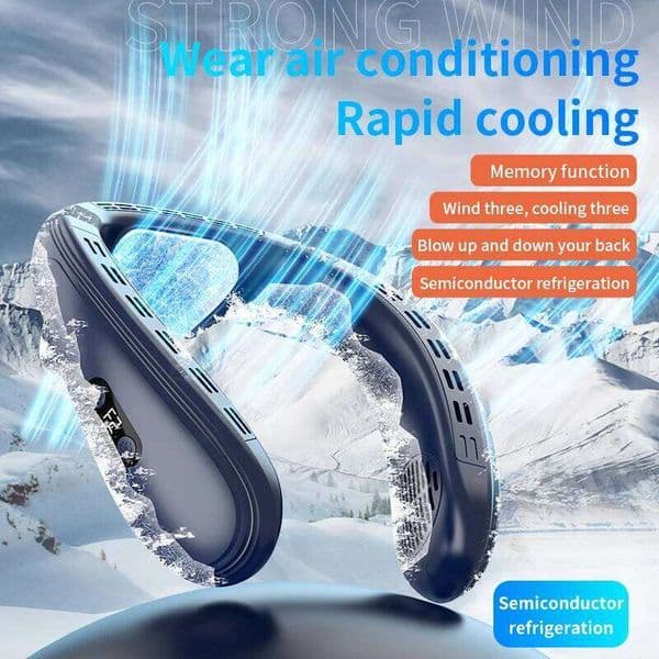 New Air Conditioner Portable Neck Rechargeable Semiconductor Cooling Bladeless Fan Wearable Cooler Multi Purpose