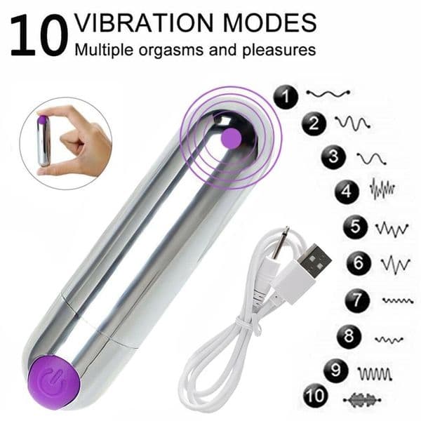 Rechargeable Mini Bullet 10 Vibrator G-spot Clit Sex Dildo Sex Massager Sex Toy
