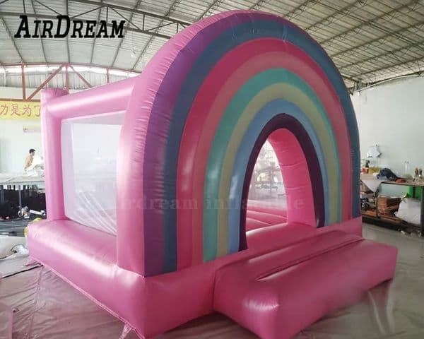 Rainbow Mini Bounce House Inflatable white Bounce jumping Commercial Inflatables Bouncy Castle Wedding Party Bouncer Jumper for Sale