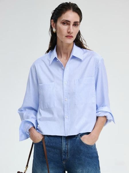 2026 Runway style striped shirt women designer blouses high quality women luxury clothes C shirts for women designer fashion clothing chain shirt cotton top