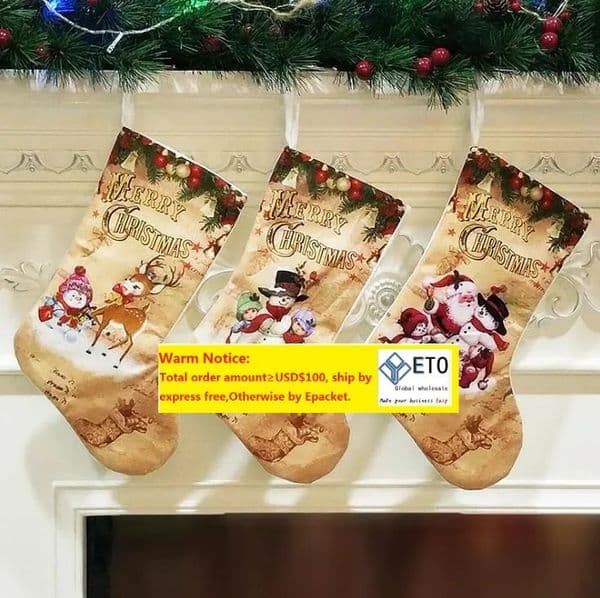 Creative Christmas Snowman Stockings Santa Claus Christmas Tree Ornaments Home Party Decoration Children Candy Bags Gifts ZZ Tax Duty Free