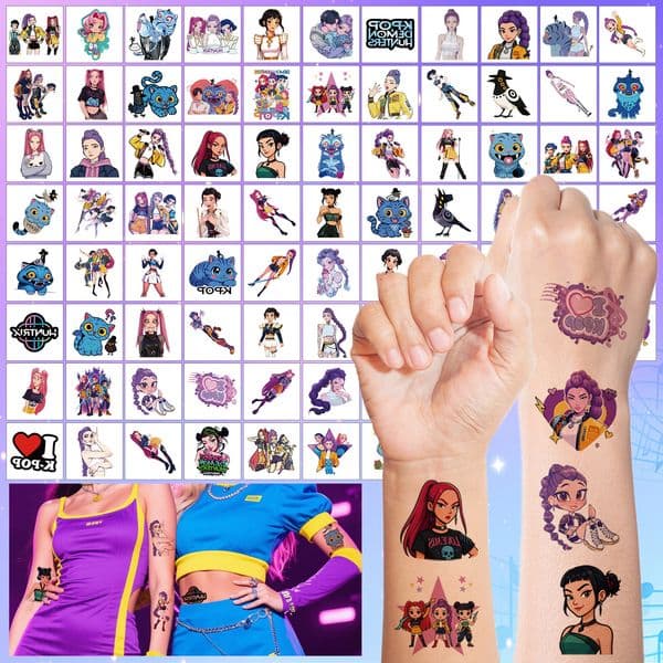 Cross-Border Exclusive 80 Sheets KPOP Demon Slayer Cartoon Anime Peripheral Creative Temporary Tattoo Stickers