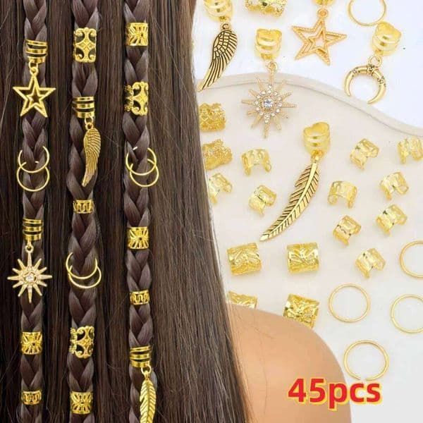 45 pieces fashionable and elegant wing-shaped star braids hair rings