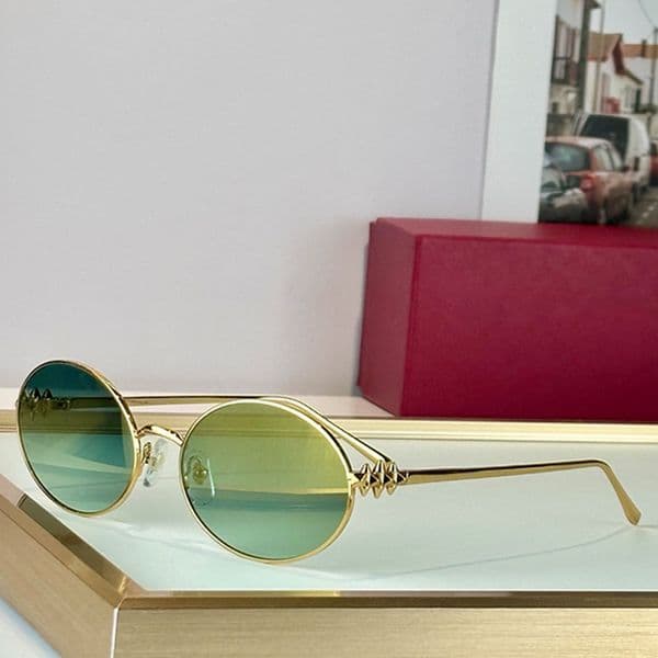 Ladies CLASH DE SUNGLASSES Green Oval Lens Metal Frame CT0446 Elegant Style Designer Program Event Wearing with Mirror Comes with Top notch Box as a Gift