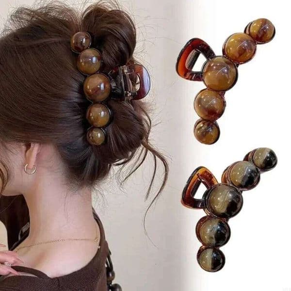 Fashion Acrylic Beads Large Claws for Women 2025 New Handmade Bead Ponytail Shark Clamp Clips Headwear Hair Accessories