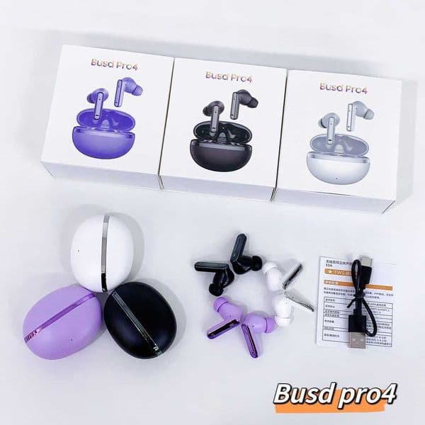 Busd 4 Pro ANC True Wireless Earbuds Bluetooth Headphone HiFi Sound Low Latency Noise Cancelling Earphone for Smartphone