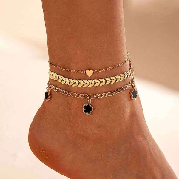 New Five Leaf Flower Pendent Anklets for Women Trendy Shell Petal High-Quality Wheat Foot Chain Summer Beach Jewelry