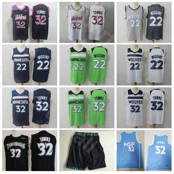 Men Basketball Anthony Towns Jersey Andrew Wiggins Edition Earned City Navy Blue Black White Green All Ed Pant Short