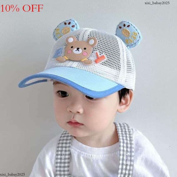 Children's cap for spring and summer, cute bear full mesh baseball cap, baby summer sun protection hat