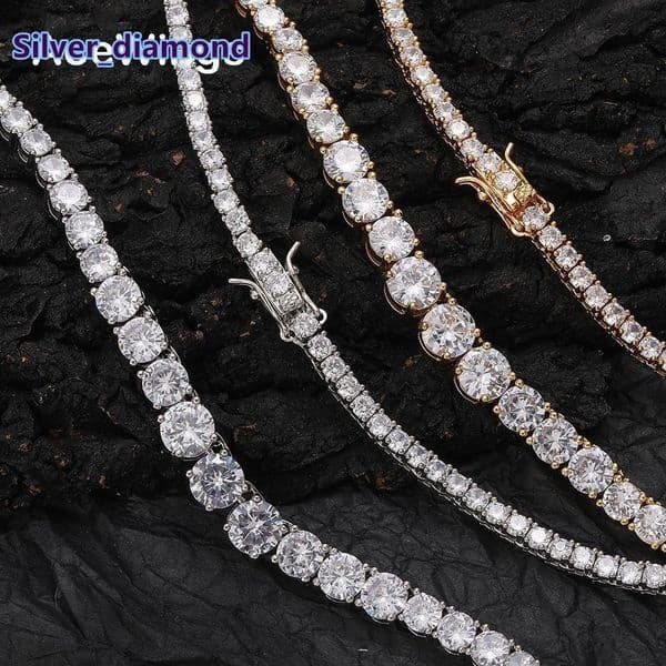 Gradient Size Zircon Tennis Necklace New Ins Trend Personality Chain Hip-Hop Style Couple Men and Women Necklace