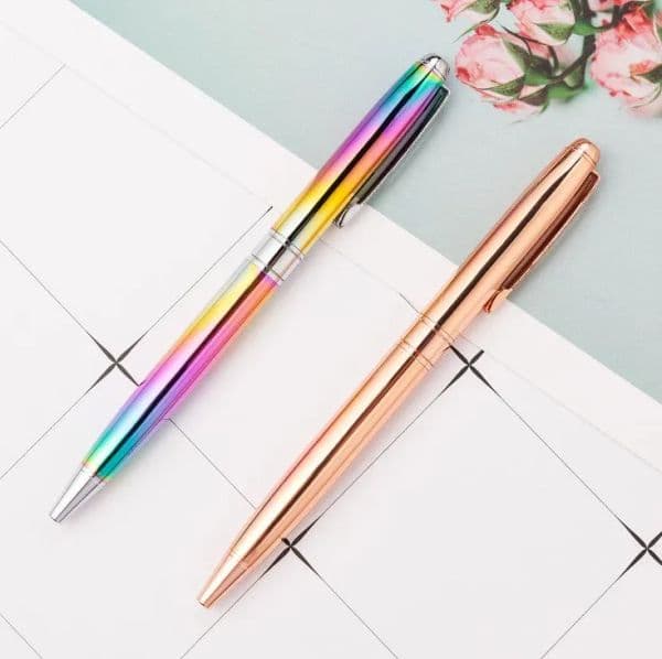 wholesale Rainbow Rose Gold Metal Ballpoint Pen Student Teacher Writing Gift Advertising Signature Business Pen Stationery Office Tax Duty Free