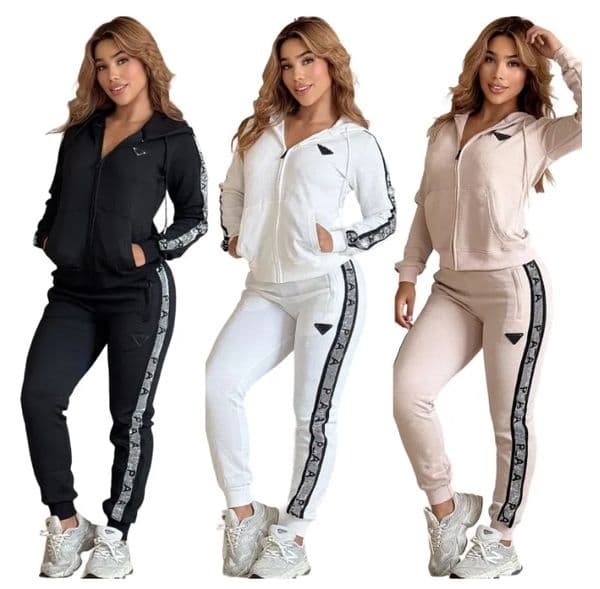 2 Piece Set Women Designer Tracksuit Casual Sporty Sweatsuit hooded Zipper jacket And Loose pants Casual jacquard 2PCS Jogging Suit Sets Womens Clothes