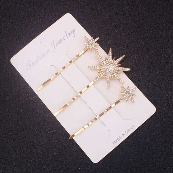 3Pcs/set Luxury Clip Pins Crystal Snowflake Hairpins Wedding Hair Jewelry Gift Headwear Barrettes Ornament Accessories