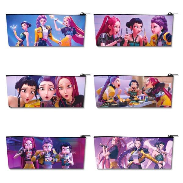 New Kpop Hunter Girl Group Pencil Case Cute Student Large Capacity Stationery PU Single Layer Storage Bag Cross Border Wholesale