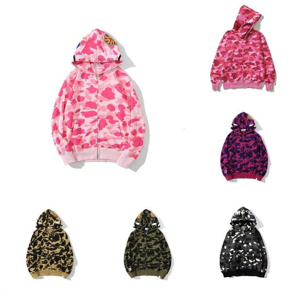 AAA+ grade Designer Men's Hoodies Luminous Camouflage Zip up Hoodie Vintage Hip Hop Casual Loose Double Hat Sweatshirt Men
