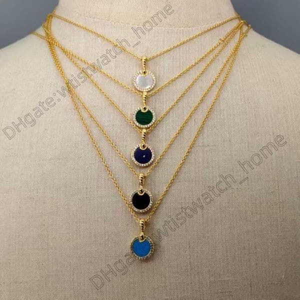 48cm Adjustable Luxury jewelry necklace 17.8mm round Pendant Necklaces for Women Silver 18K gold plated collarbone Luxurious chain Wedding Gift accessories
